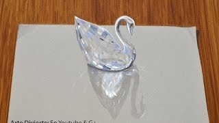 Cómo dibujar un cisne de cristal Swarovski - Sorprendente dibujo en 3D