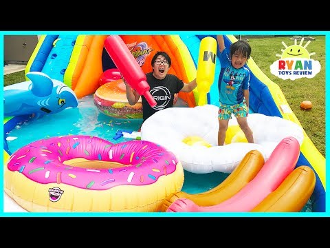 Giant Inflatable Water Slide for kids with Pool Party Giant Floats Food and Family Fun water toys