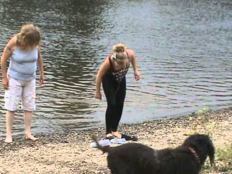 SASHA PLAYING IN THE RIVER ROSS ON WYE 28 7 11