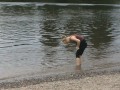 SASHA PLAYING IN THE RIVER ROSS ON WYE 28 7 11