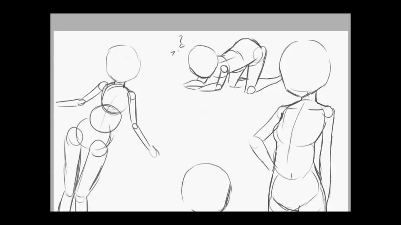 Anatomy poses tutorial (manga style) paint tool sai - YouTube