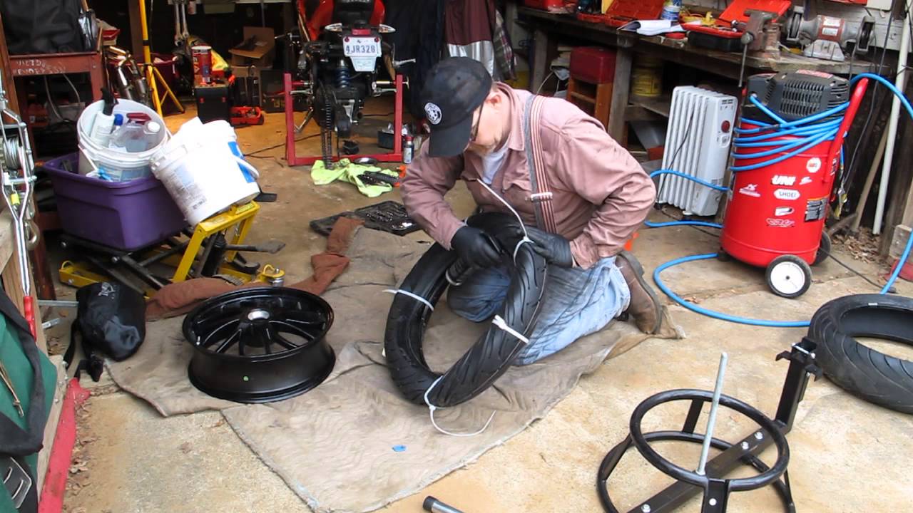 Motorcycle tire mount using the zip tie method. No tools required. ) YouTube
