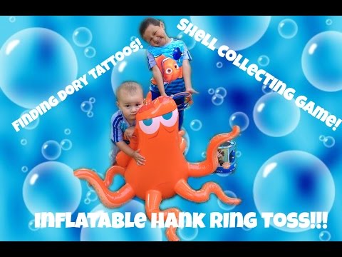 Disney Pixar Finding Dory Hanks Ring Toss Game! Dorys shell collecting game! Tattoos and more fun!
