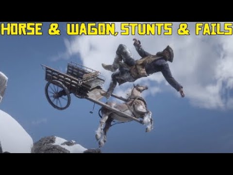 Red Dead Redemption 2 Horse & Wagon, Stunts & Fails, Launches, Funny Moments