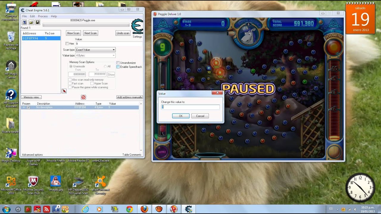 hack de bolas infinitas peggle deluxe cheat engine - YouTube