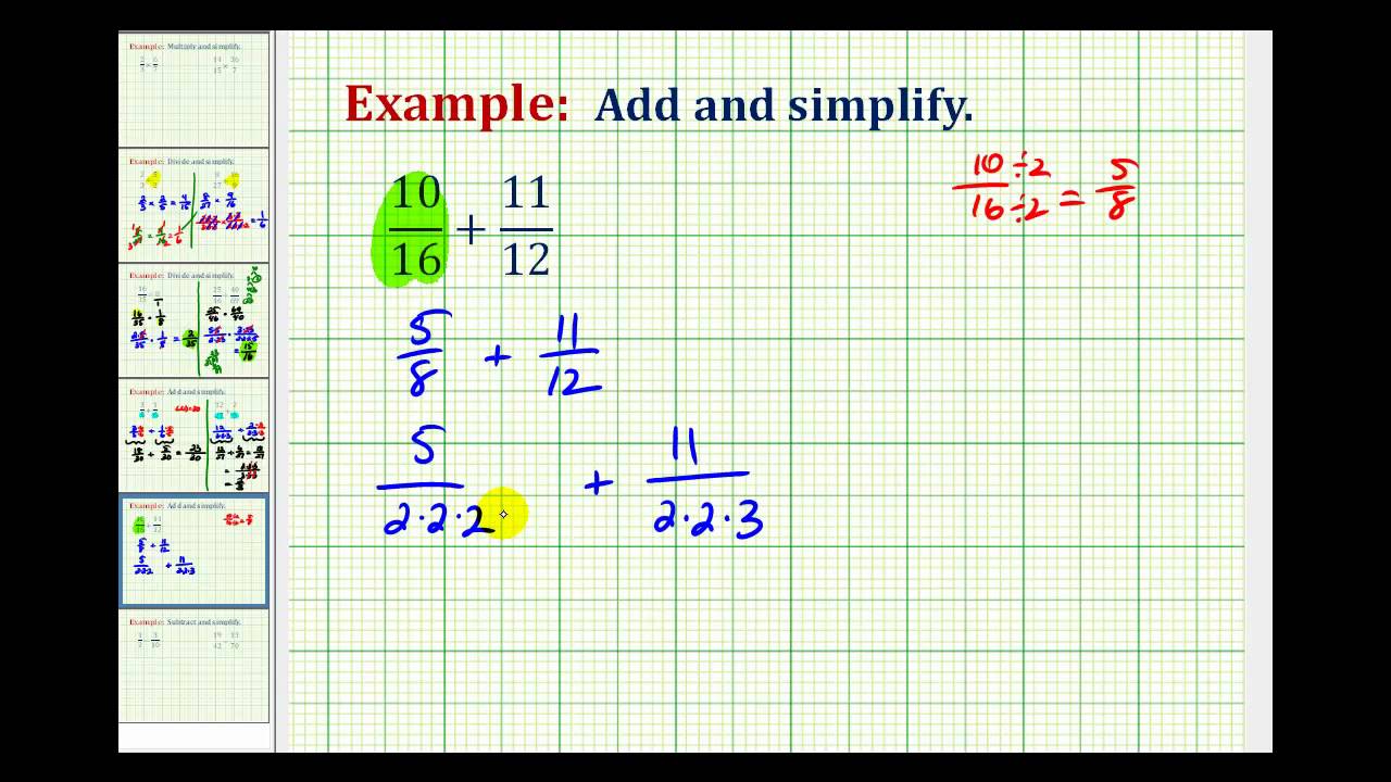 Example 2: Adding Fractions with Unlike Denominators - YouTube