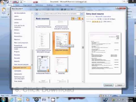 how to use resume template in microsoft word 2007 youtube