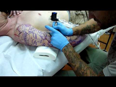 4573 views 1 year ago first session of full sleeve KwanYin tattoo