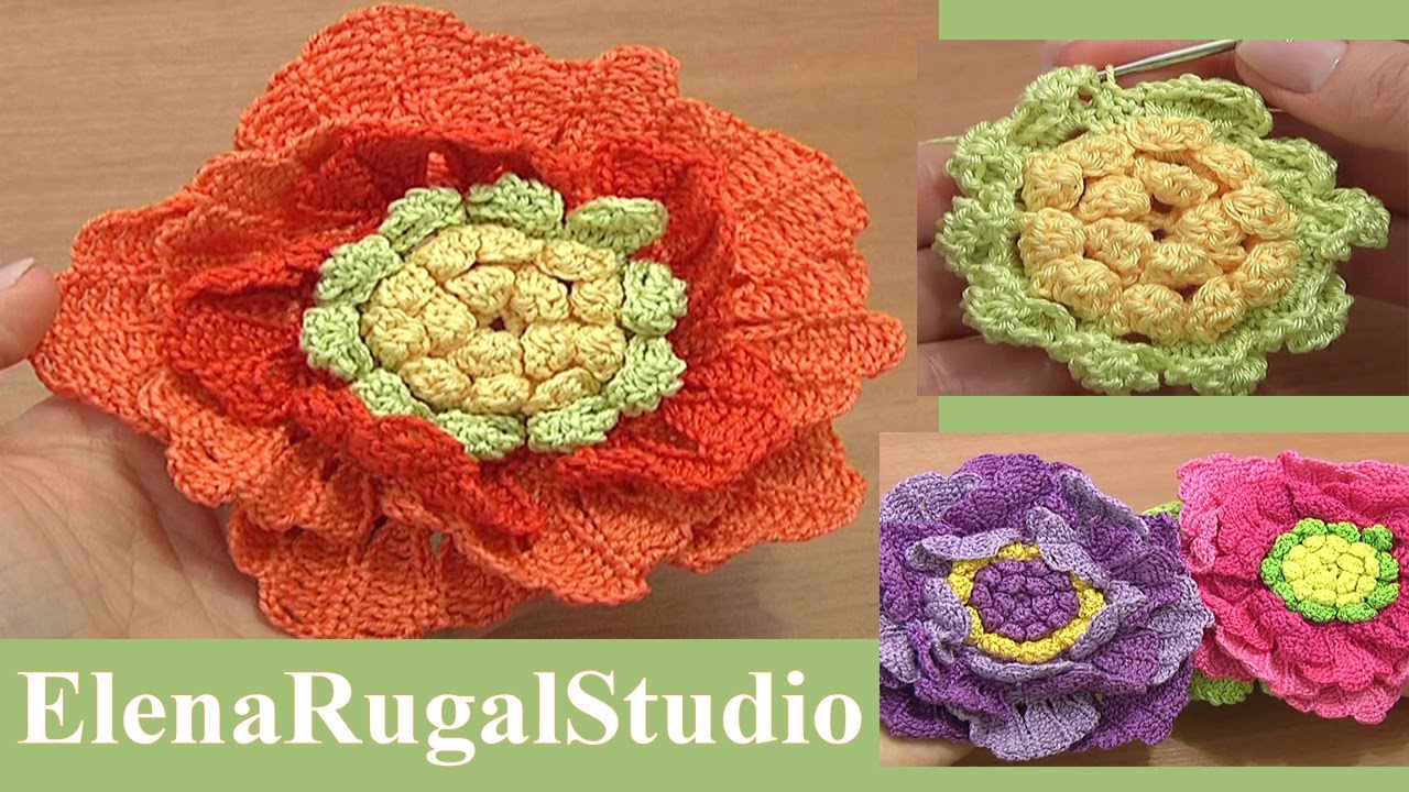 ... Flower Tutorial 62 Part 2 of 3 Crochet Large Petals In Rows - YouTube