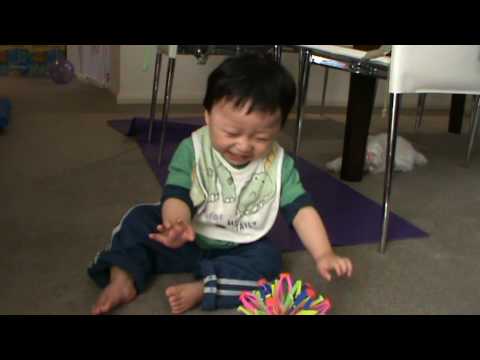 Isaac playing with the funny ball