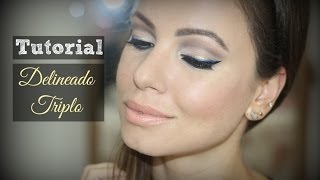 Tutorial de Maquiagem | Delineado Triplo: Preto, Azul e Dourado