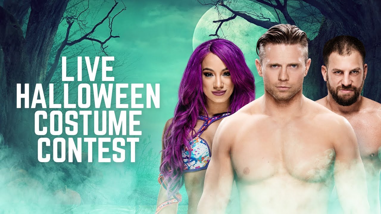 Sasha Banks, The Miz and Drew Gulak compete in a Halloween costume contest Sash...
