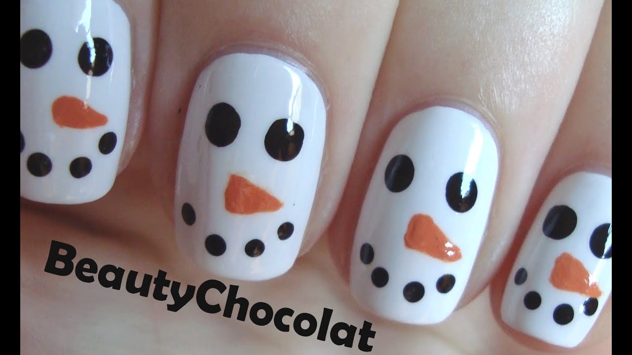 Quick and Easy Christmas Snowman Nail Art - Christmas Nails - YouTube