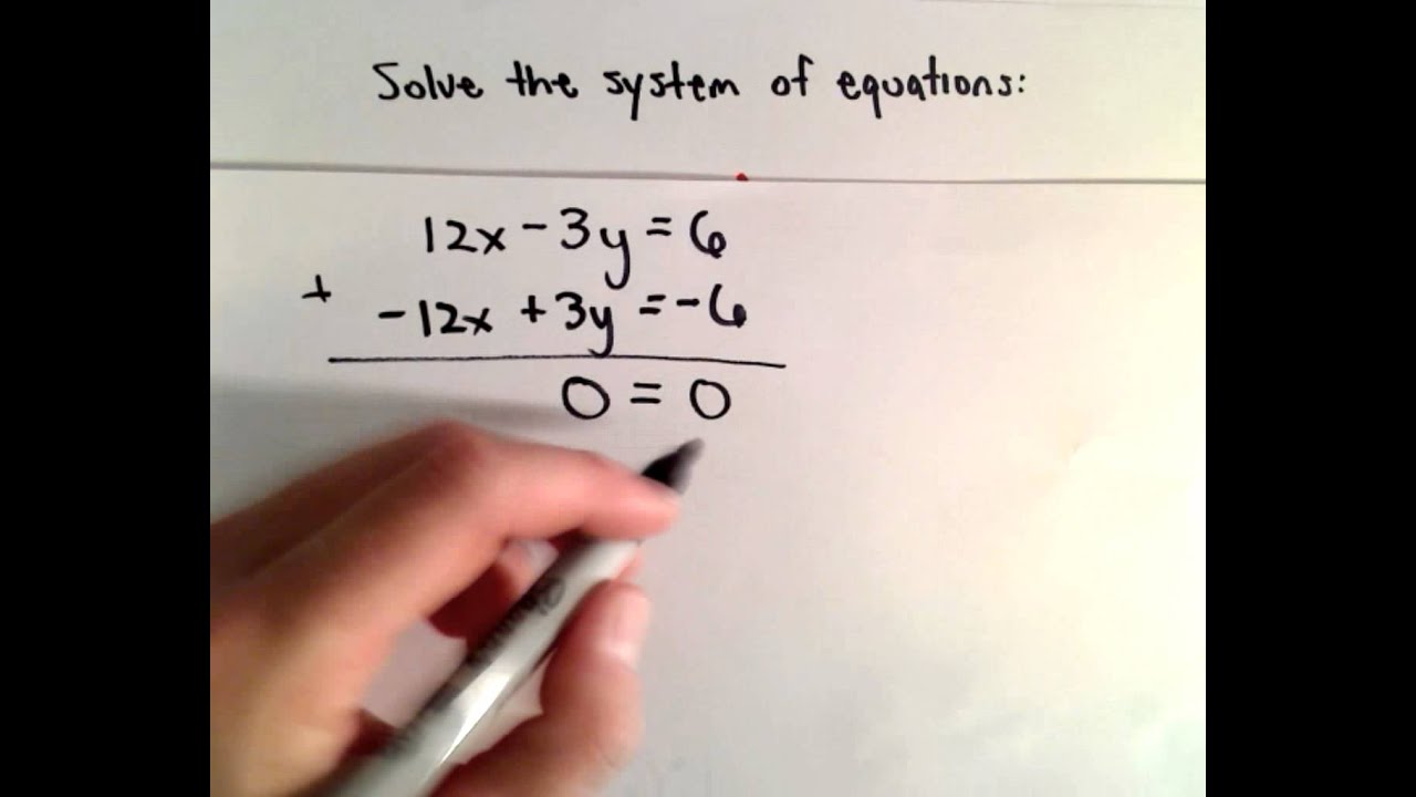 Linear System of Equations with Infinitely Many Solutions - YouTube