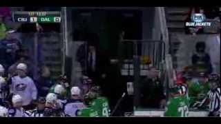 Rich Peverley collapses on the bench during the Dallas Stars - Columbus Blue Jackets game 3/10/14