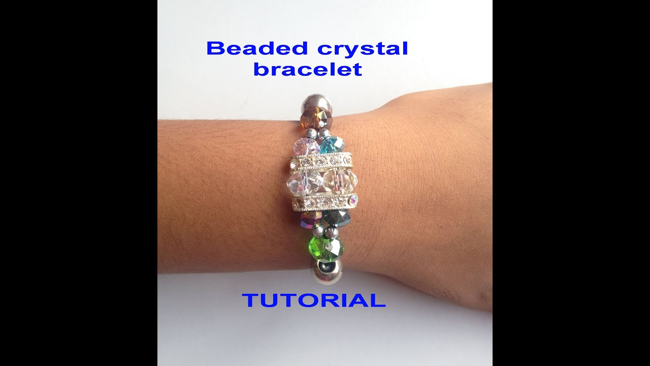 DIY How to make a Crystal Beaded stretch cord Bracelet TUTORIAL YouTube