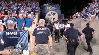 Fans throw things at referees after BYU Utah game