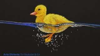 Cómo dibujar un pato - Patito amarillo nadando