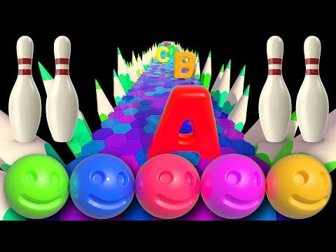 Funny bowling ball with kids learning ABC playing with letters | MaxiPaxi