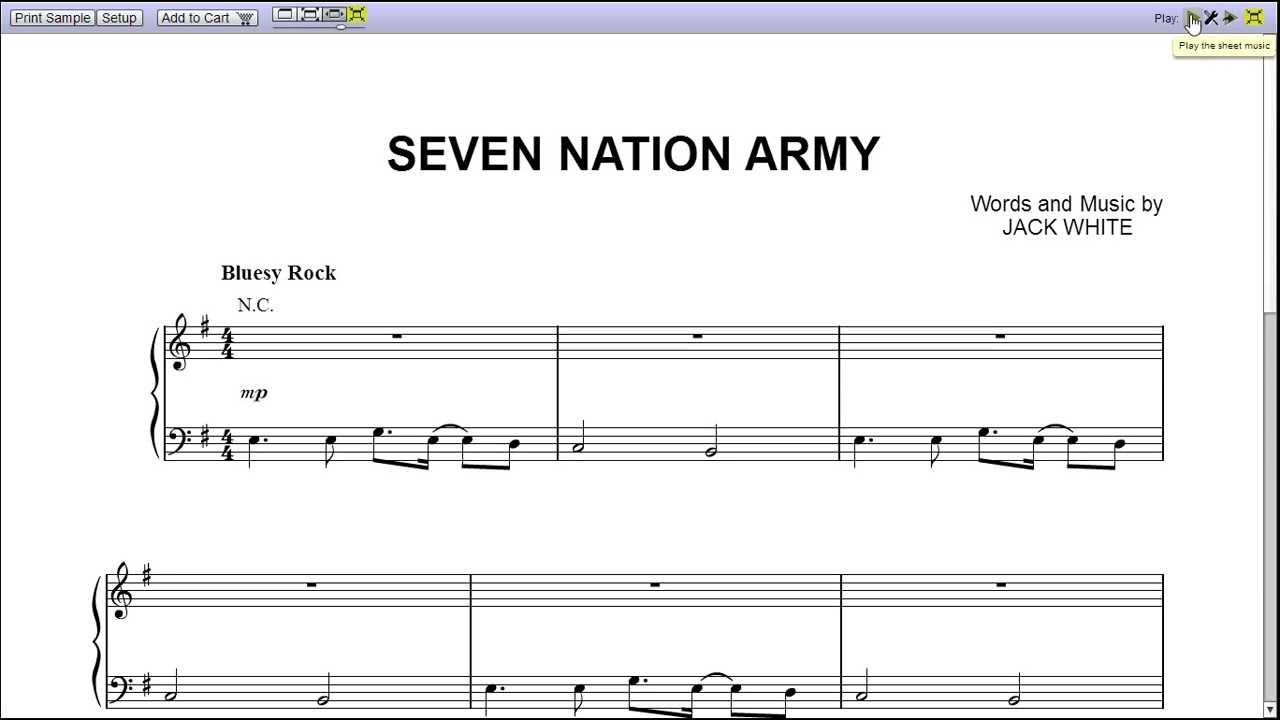 "Seven Nation Army" by The White Stripes - Piano Sheet Music (Teaser