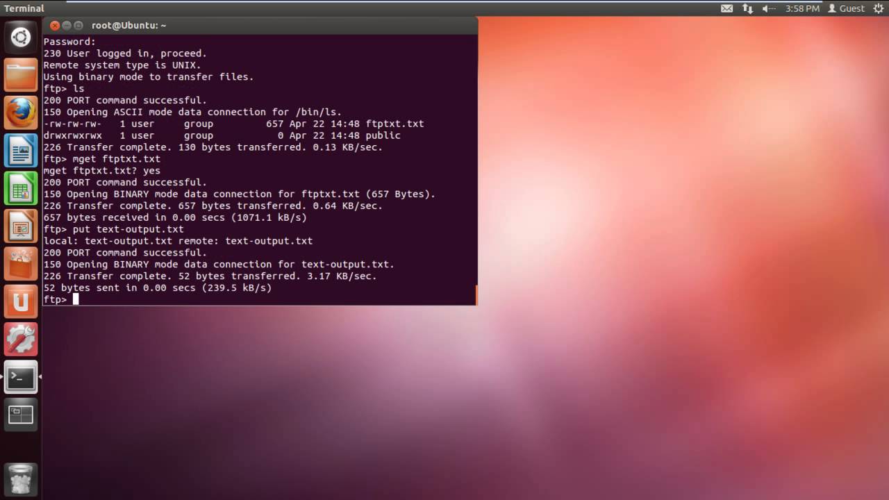 linux ftp upload command line