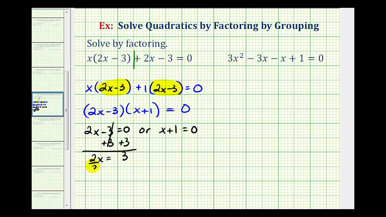 3.02 solving quadratic equations by factoring