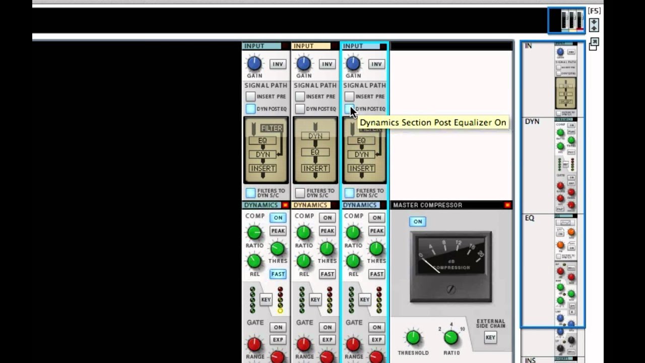 Filters To Dynamics Side Chain SSL Mixer Reason