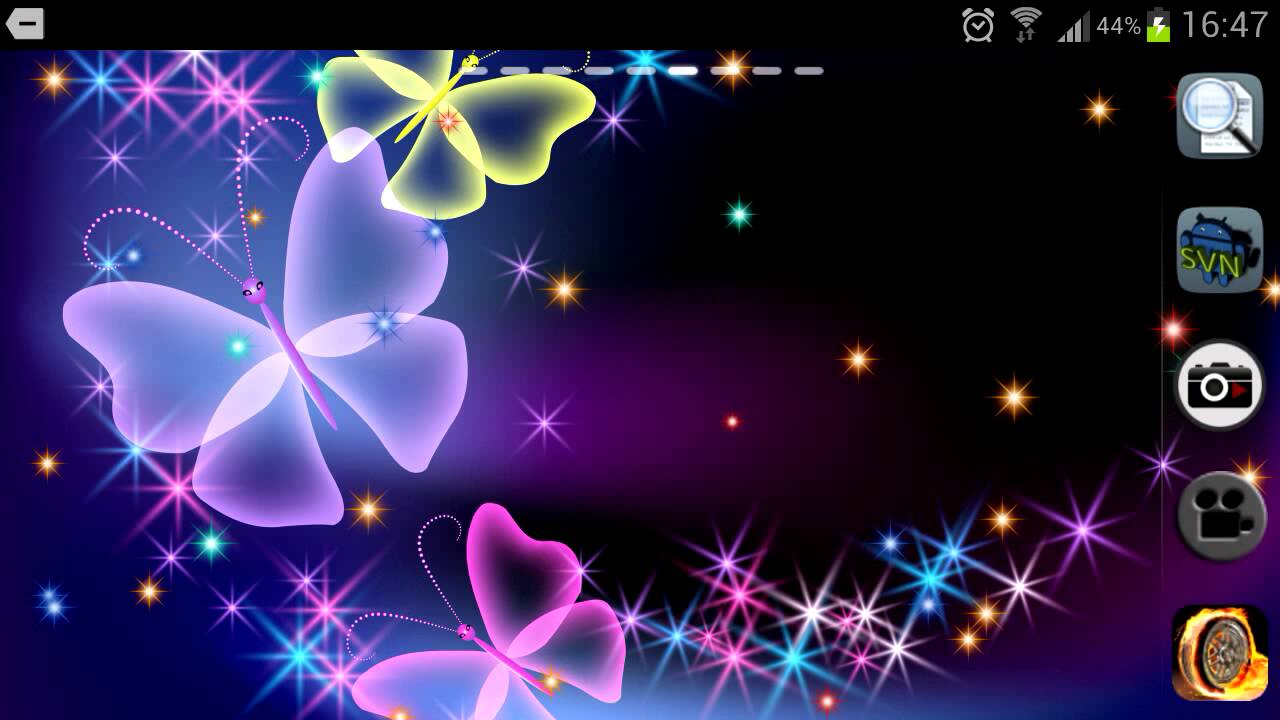 Glitter and sparkle effect butterfly live wallpaper for Android devices