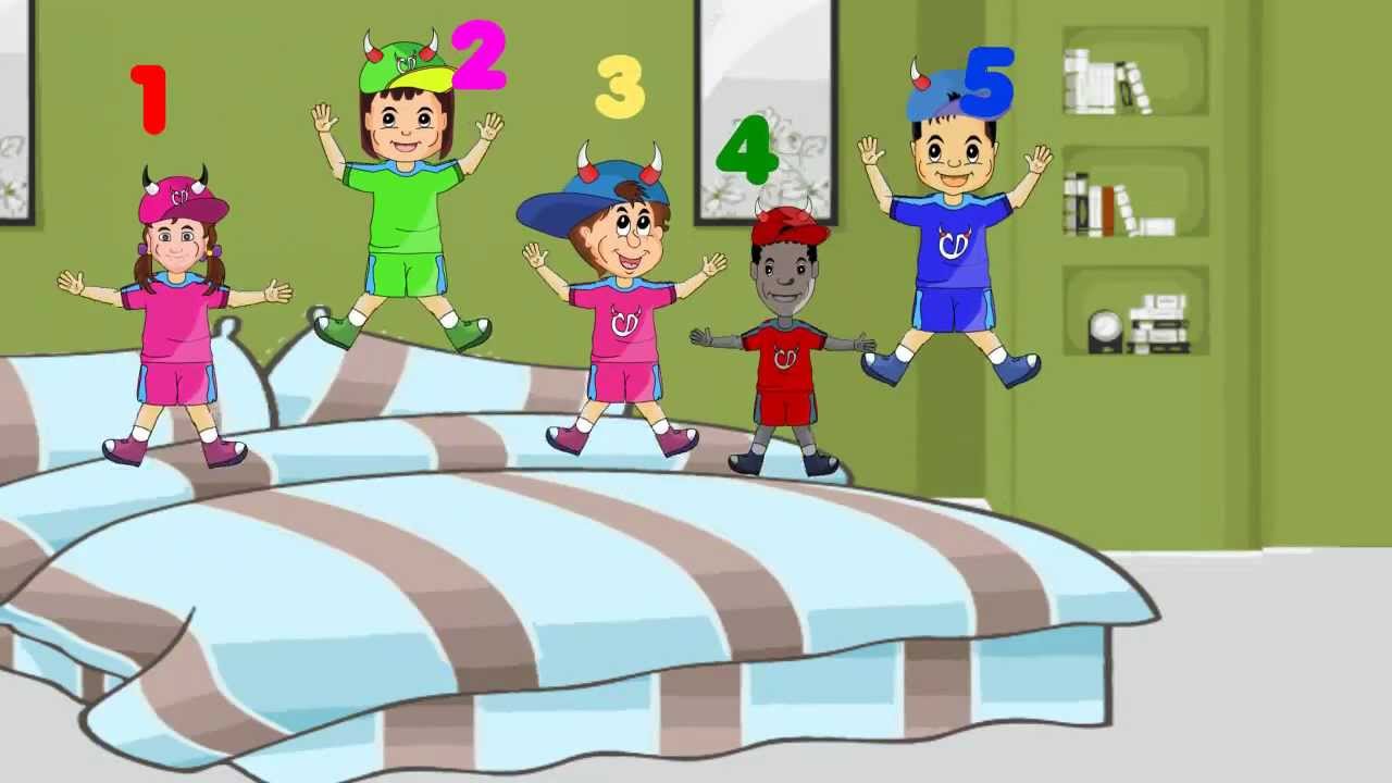 Five Little Monkeys Jumping on the Bed . Cheeky Diablo Cartoon 5 ...