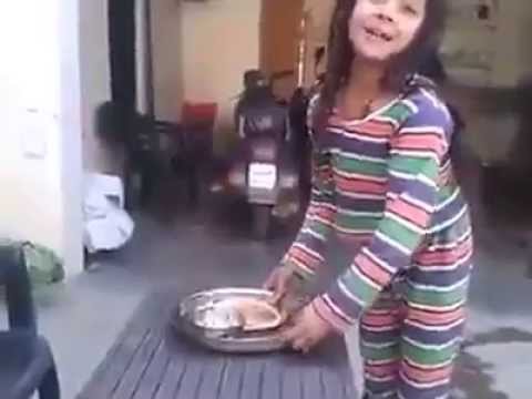 Girl serving food to his uncle (Funny)