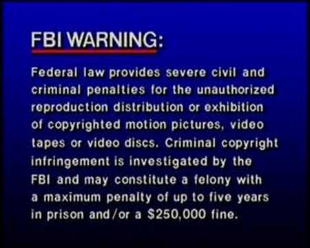 FBI WARNING fbi warning: