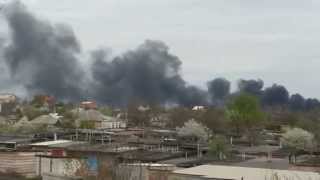 Pro-Russian checkpoint on fire in Slovyansk