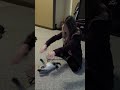 Cute baby kitten copies my daughter. Funny cat!