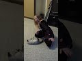 Cute baby kitten copies my daughter. Funny cat!