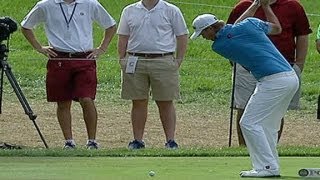 Matt Jones hits the rocks onto green in Round 3 of PGA Championship