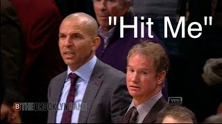 Jason Kidd says "Hit Me" & Spills Drink on Court