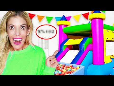 GAME MASTER Transforms My Living Room into a Giant FUN HOUSE! (Hidden Clues inside Bounce Ball Pit)