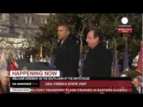 Hollande begins state visit to US on a symbolic show of solidarity.
On a mission to cement an old alliance French President Francois Hollande has been welcomed by an equally determined President Barack Obama wanting to show the old Franco-American ties are as strong as ever.

More Euronews videos:
Going ape: Tokyo zoo simulates gorilla escape with diguised staff members: http://eurone.ws/1eAWaFl
Rescue drama and pollution fears as cargo ship slams into sea dyke in France: http://eurone.ws/LTj54j
Giant avalanche creeps down Italian alps, narrowly missing houses caught on camera: http://eurone.ws/1oeoq52

euronews is available in 14 languages: http://eurone.ws/17moBCU

In English:
Website: http://www.euronews.com/news
Facebook: http://www.facebook.com/euronews
Twitter: http://twitter.com/euronews
Google+: http://google.com/+euronews
VKontakte: http://vk.com/en.euronews