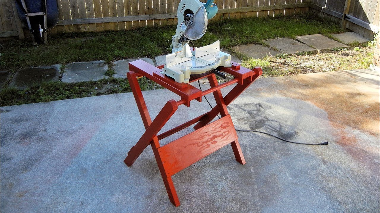 Homemade Folding Miter Saw Stand - YouTube