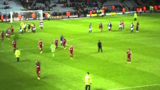 Forest fans at Leicester away as final whistle blew! Leicester 0-2 Forest