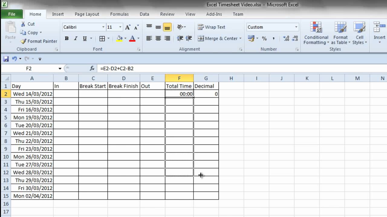Make Timesheet In Excel