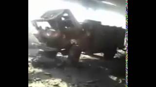 Украинский самолет разбомбил аварийно-спасательную часть 15.07.2014.