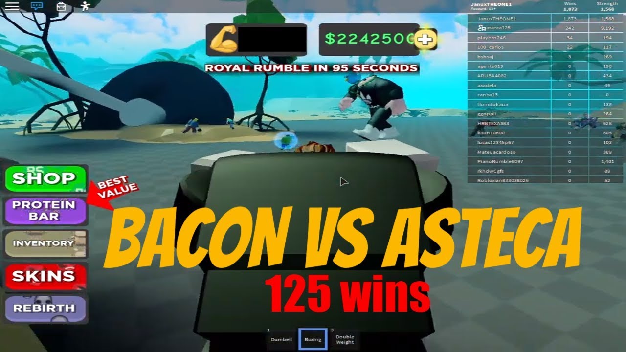 Bacon Vs Asteca 125 Win Strong Boxing Simulator 2 Roblox