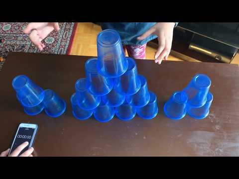 Record Cup Stacking Challenge!!! Don't Blink Awesome Timing!! Fun Family Game Speed Cups Stacking