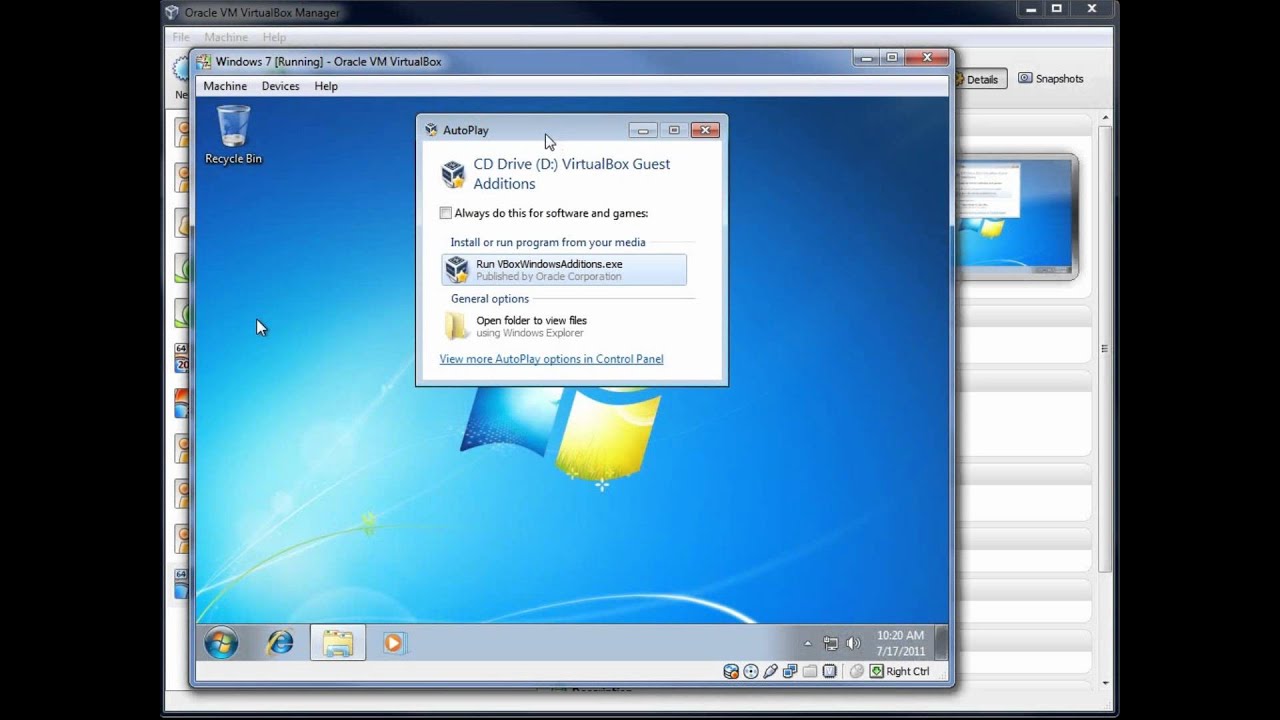 VirtualBox - Installing Guest Additions in Windows 7 - YouTube