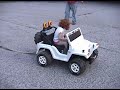 Extreme Power Wheels Jeep pulling real Jeep 4x4!