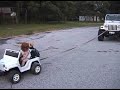 Extreme Power Wheels Jeep pulling real Jeep 4x4!