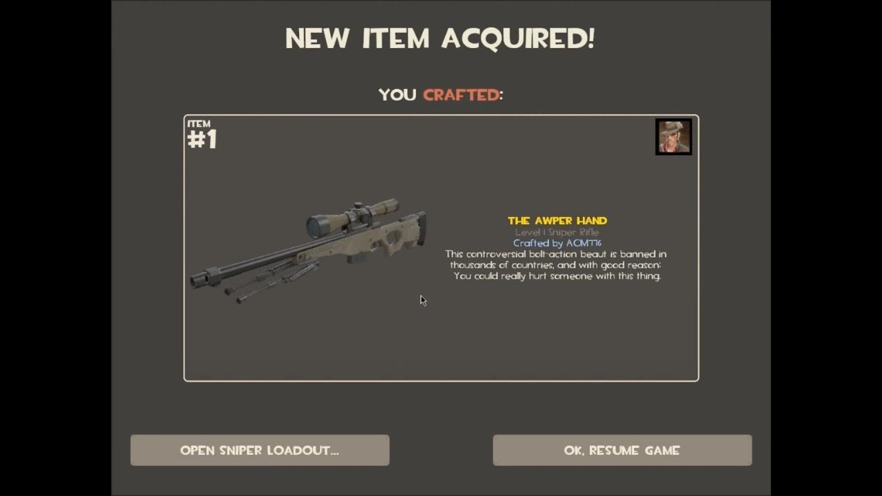 Team Fortress 2 AWPer Hand Craft YouTube