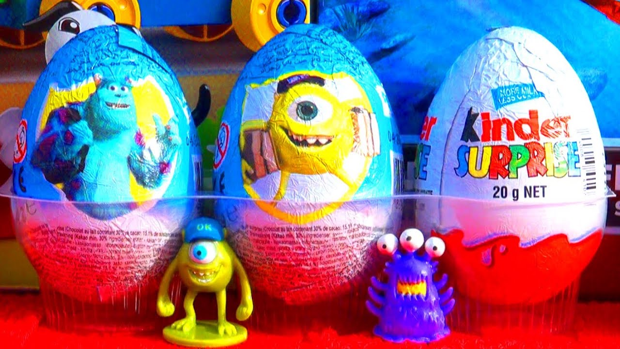 3 Toy Surprise Eggs Monsters University Movie Toys Sulley Kinder