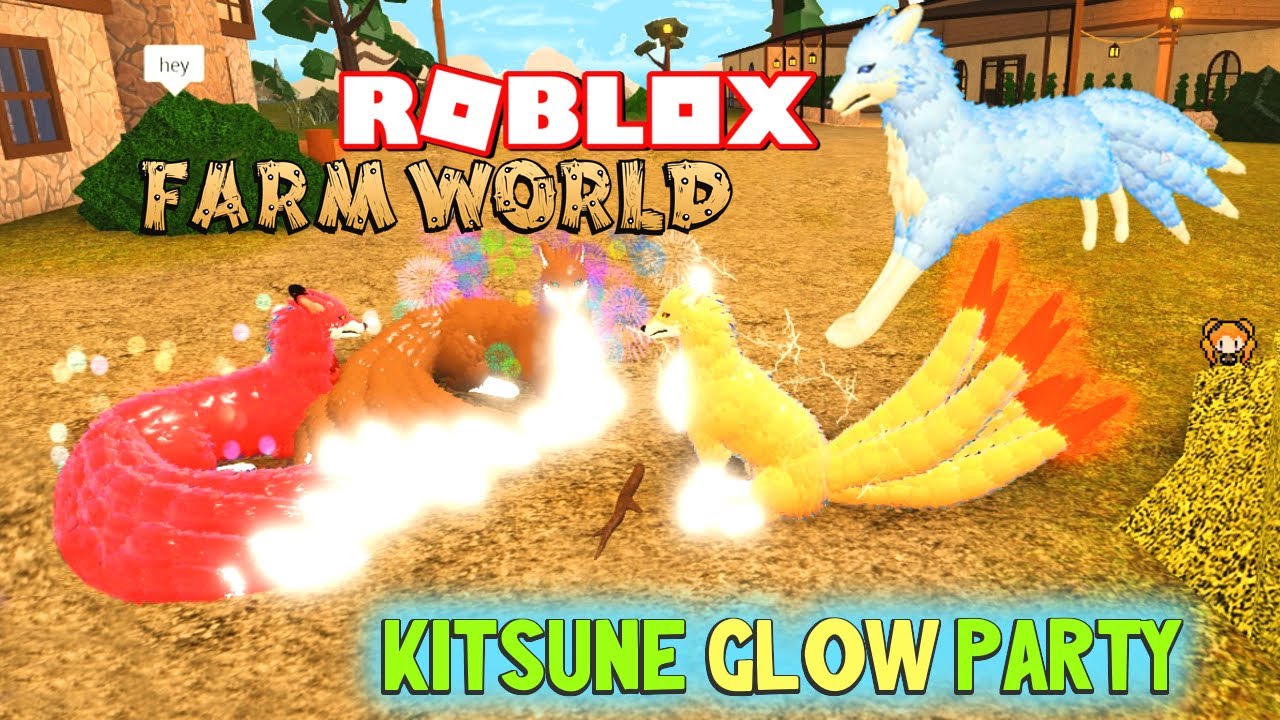Roblox Farm World Glowing Kitsune Party Upgraded Rare 9 Tailed
